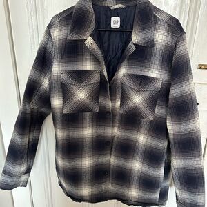 GAP Navy and White Plaid Shirt Jacket